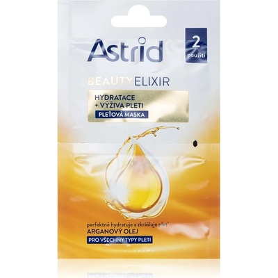 Astrid Beauty Elixir хидратираща и подхранваща маска за лице с арганово масло 2x8ml
