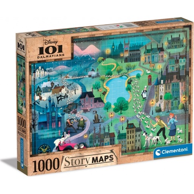 CLEMENTONI Story Maps: 101 dalmatinů 1000 dílků