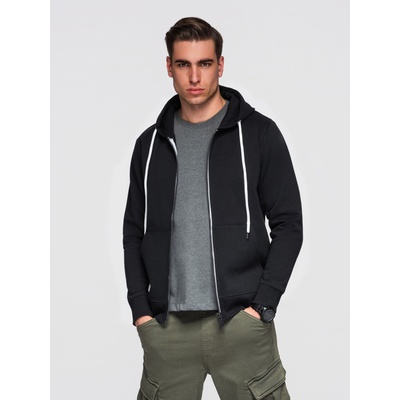 Ombre Clothing Мъжки памучен еластичен суитшърт BASIC с качулка - черен V5 OM-SSBZ-0272 Ombre Clothing Ombre Clothing | Cheren | МЪЖЕ | S