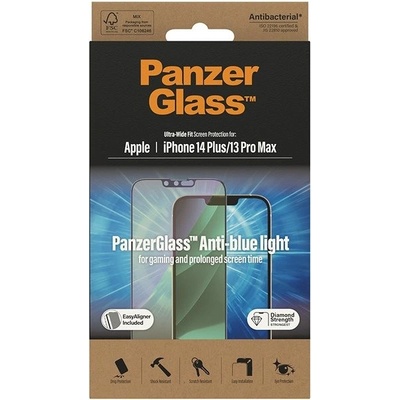 PanzerGlass ochranné sklo pro Apple iPhone 14 Plus/13 Pro Max s Anti-BlueLight vrstvou a instalačním rámečkem 2793