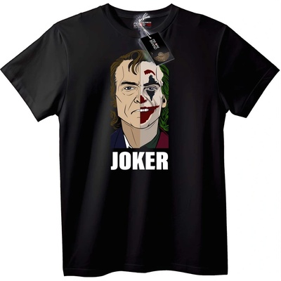 NOONEBRAND Тениска Joker разцепено лице - S, Black