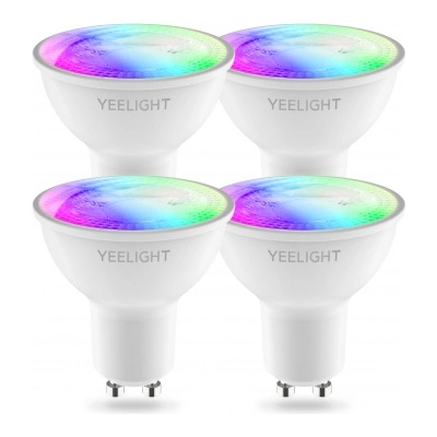 Yeelight Комплект 4 интелигентни крушки LED RGB Yeelight W1, Wi-Fi, 4.5W, 350 лумена, Цветна светлина, Синхронизиране с музика и гейминг, Съвместими с Google Assistant/SmartThings/Amazon Alexa, Аndrоіd/іОЅ (YLDP004-A)