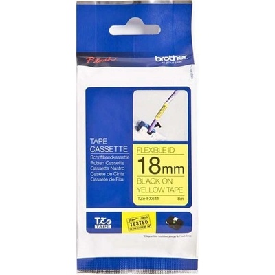 páska BROTHER TZFX641 čierne písmo, žltá páska FLEXIBLE ID Tape (18mm) (TZEFX641)