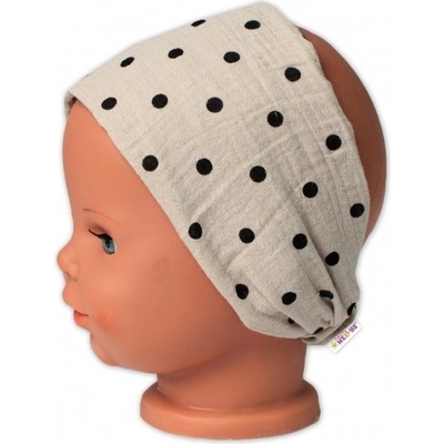 Letná čelenka bandana mušelín Bodka Baby Nellys cappuccino