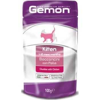 Gemon PATE CAT Chunkies Kitten with Chiken - пауч - хапки за подрастващи котенца с пиле 100 гр, Италия - 0896