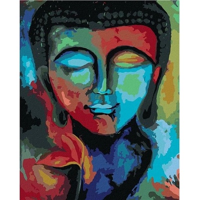 zuty Malování podle čísel Barevný buddha a květiny 40 x 50 cm bez rámu a bez vypnutí plátna