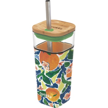 Quokka Чаша халба Quokka Liquid Cube Oranges стъклена със сламка 540 мл (40058)