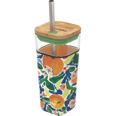 Quokka Чаша халба Quokka Liquid Cube Oranges стъклена със сламка 540 мл (40058)