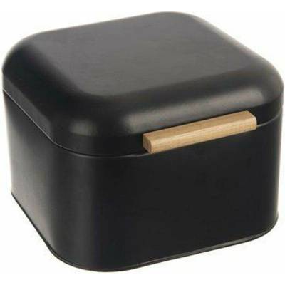chlebovka 21,5x20x14cm BLACK, plech/bambus