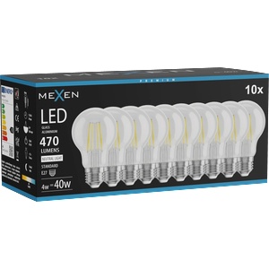 Mexen Vintis 10x LED лампа с нажежаема жичка E27, A60, 4W, Неутрална - 4000K, 470 lm, (L150-E27-0440-00x10)