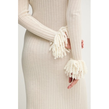 Simona Corsellini Вълнена рокля Simona Corsellini в бежово дълга с кройка по тялото A25CPABO0201 (A25CPABO0201)