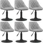 vidaXL Въртящи се трапезни столове, 6 бр, светлосиви, кадифе (3088802)