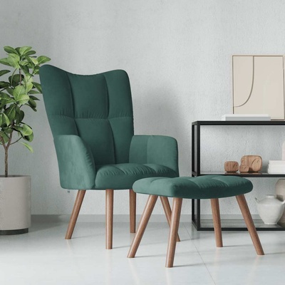 vidaXL 328064 relaxační se stoličkou tmavě zelené samet