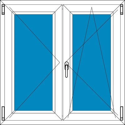 Aluplast Plastové okno Ideal 8000 Dvoukřídlé bez sloupku Trojsklo 100x180 Bílá - Antracit