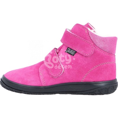 Jonap zimní kožené barefoot boty s membránou Bria růžová