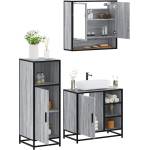 vidaXL Комплект мебели за баня от 3 части сив сонома инженерно дърво (3300998)