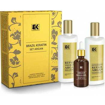 BK Brazil Keratin Argan šampón 300 ml + Leave-in Balm 300 ml + Argan oil 100 ml darčeková sada