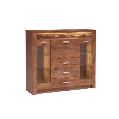 Ниска витрина с чекмеджета и led осветление indianapolis i-8 светла пепел