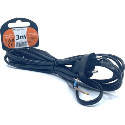 Solight Flexo 3m, 2 x 0,75mm2, vypínač - černý