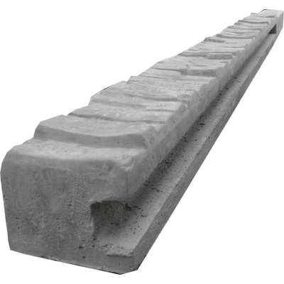 Betonový sloupek na plot 150 cm koncový jednostranně vzorovaný - šedý Orientace betonového sloupku: Levý sloupek | bráno z pohledu na stranu se vzorem "štípaný kámen" (hrubší vzor)