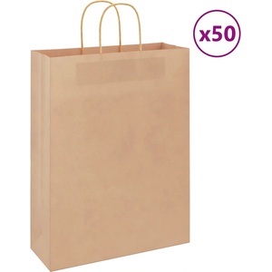 vidaXL Хартиени торбички 50 бр с дръжки кафяви 32x12x42 см (4101578)