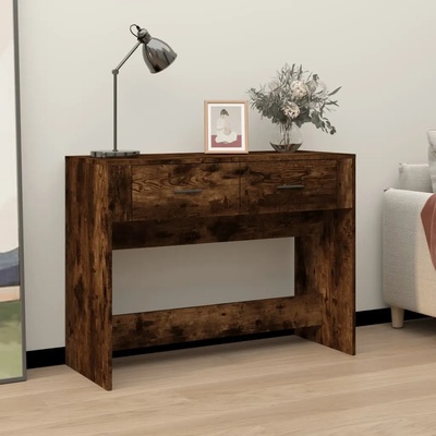 vidaXL Конзолна маса, опушен дъб, 100x39x75 см, инженерно дърво (816781)