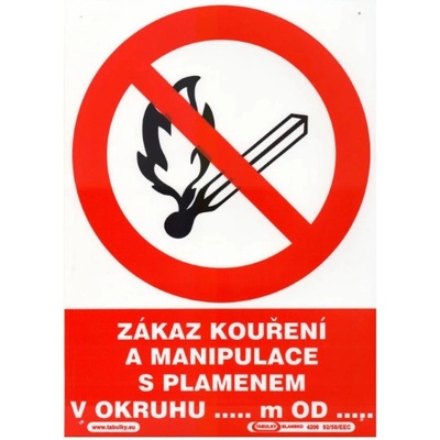 Zákaz kouř.a man.s plam.v okruhu...m od...210x297mm - plast
