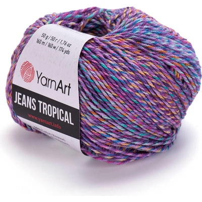 Yarn Art příze Jeans Tropical 622 fialová, tyrkysová, žlutá, růžová