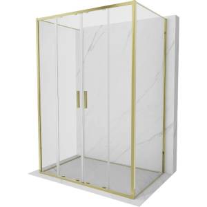 Mexen Exo-3S 3-стенна плъзгаща се душ кабина 150 x 100 см, прозрачна, златиста (8152-150-100-50-00-3S)