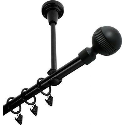 OK-GarnýžeCZ Garnýž kovová jednořadá 19mm Gabi černá 280 cm do stropu / kroužky s žabkou