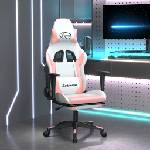 vidaXL Масажен гейминг стол с подложка бяло/розово изкуствена кожа (345466)