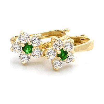 B&B Goldinvestic zlaté kytičky se zeleným kamínkem N5227-585/1000
