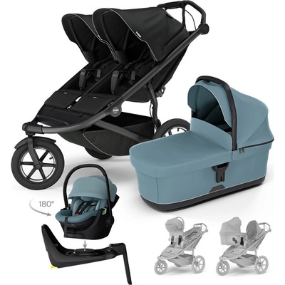 THULE 4v1 Urban Glide 3 Double Black s autosedačkou Maple Mid Blue základnou a adaptéry 2025