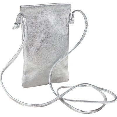 NovaKabelka.cz Mia Argento kožená italská crossbody kabelka stříbrná