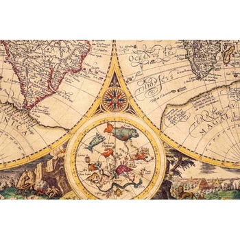 DIMEX ART Флизелинов фототапет стара винтидж карта 375 x 250 см