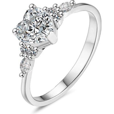 Olivie Strieborný prsteň MOISSANITE SRDCE 9836