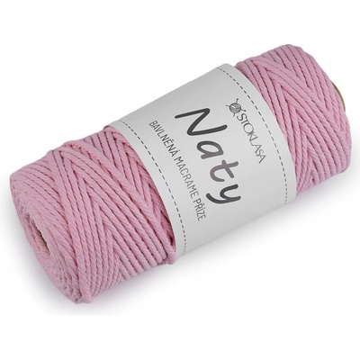 Bavlněná pletací příze macrame Naty Ø3 mm rozčesávací Varianta: 6 růžová sv., Balení: 1 ks