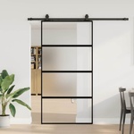 vidaXL Плъзгаща се врата с комплект обков Черно 102, 5x205 cm (3375891)