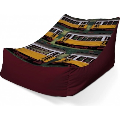 Sablio sedací vak lounge Lisabonské historické tramvaje Zelený Pattern 80 x 95 x 50 cm