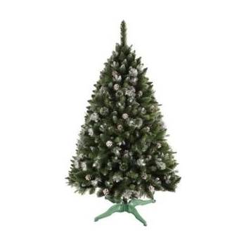 stromček vianočný so šiškami a striebornými koncami 180cm stojan 91463