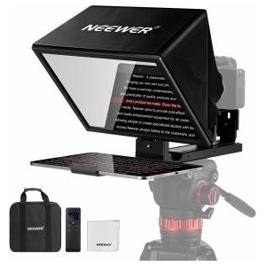 NEEWER BASICS X12B Aluminum Alloy Liftable Teleprompter 12 for iPad Tablet Phone DSLR Camera, Remote Control & App Control, Compatible with iOS Android, Pro for Online Teaching Live Streaming