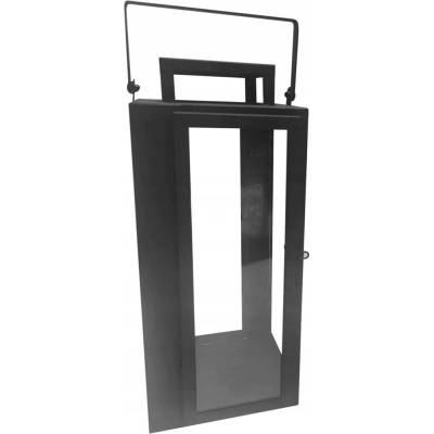 žiadna značka Lampáš na sviečku sklenený s kovovým rámom 35x15x16cm čierna