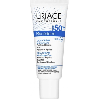 Uriage Bariéderm Cica-Cream with Copper-Zinc SPF 50+ reparativní krém s obsahem mědi a zinku SPF 50+ 40 ml