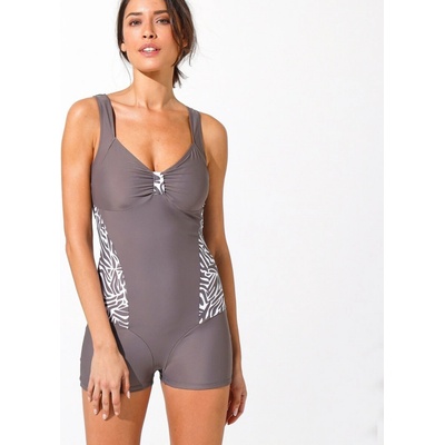 Blancheporte jednodílné plavky zeštíhlující s nohavičkami bronzové