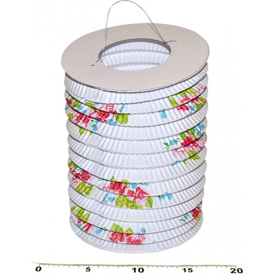 Wiky Lampion válec bílá s květy 15 cm