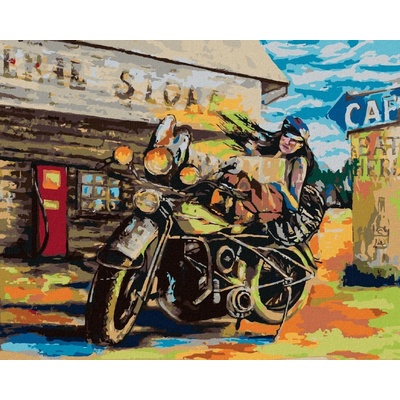 zuty Malování Podle Čísel Žena A Motorka 80 x 100 Cm Plátno Rám