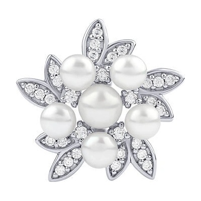 SILVEGO Strieborný prívesok Rebecca s pravými perlami a Brilliance Zirconia FW3667PW