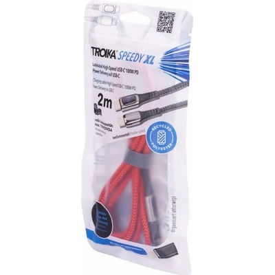 Troika CBL20/RD USB-C - USB-C + Lightning 2m červený