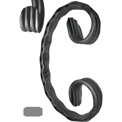 Céčko (120x70mm), 12x6mm, zdobené, široké rozkutie