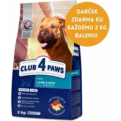 Club4Paws Premium pre dospelých psov všetkýсh plemien jahňa a rýža 2 kg